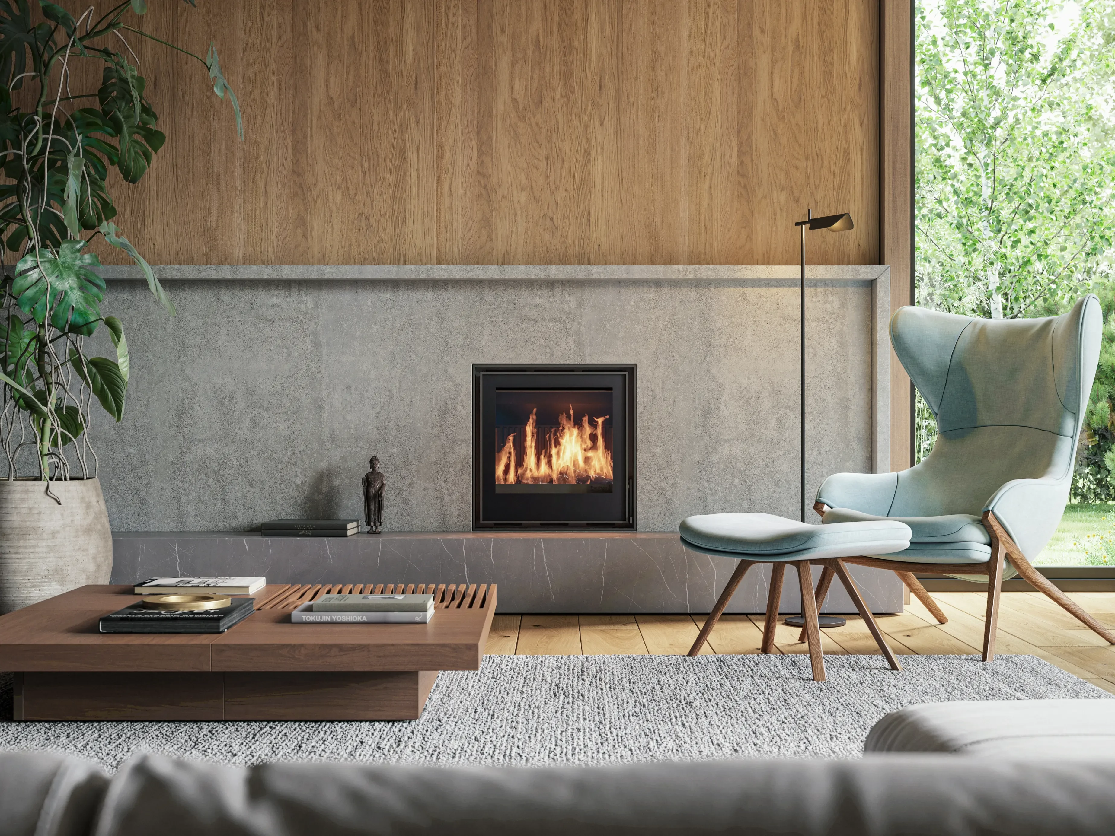 Barbas Cuatro – Hybrid-Kamin mit Lederdetail