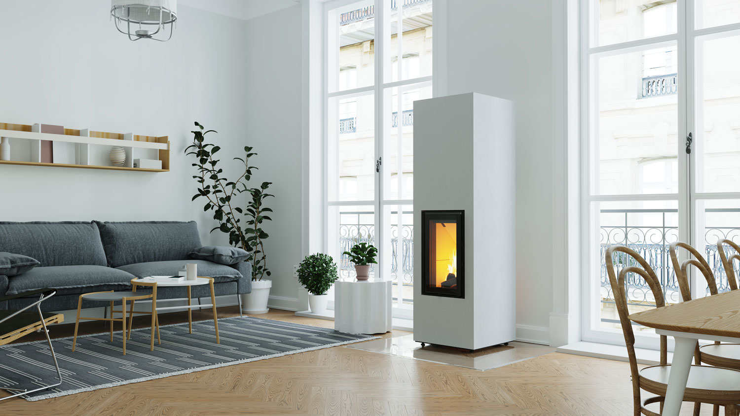 Kleinspeicherofen Brula D10 – Kompakter Kleinspeicherofen — Foto im Wohnraum-Setup.