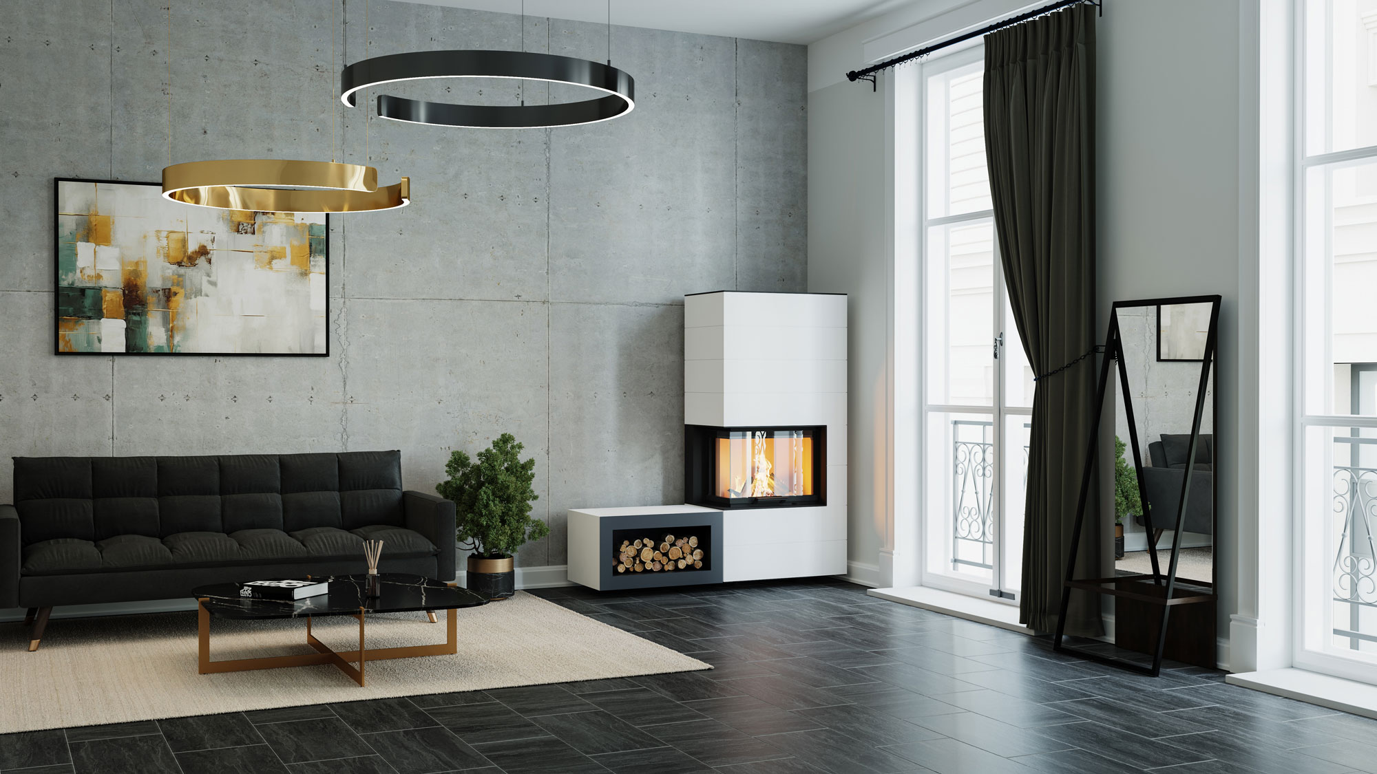 neocube Black & White C20 Arctic White Rille – C20-Eckbauform in Arctic-White-Sinterkeramik mit Rillen-Optik.