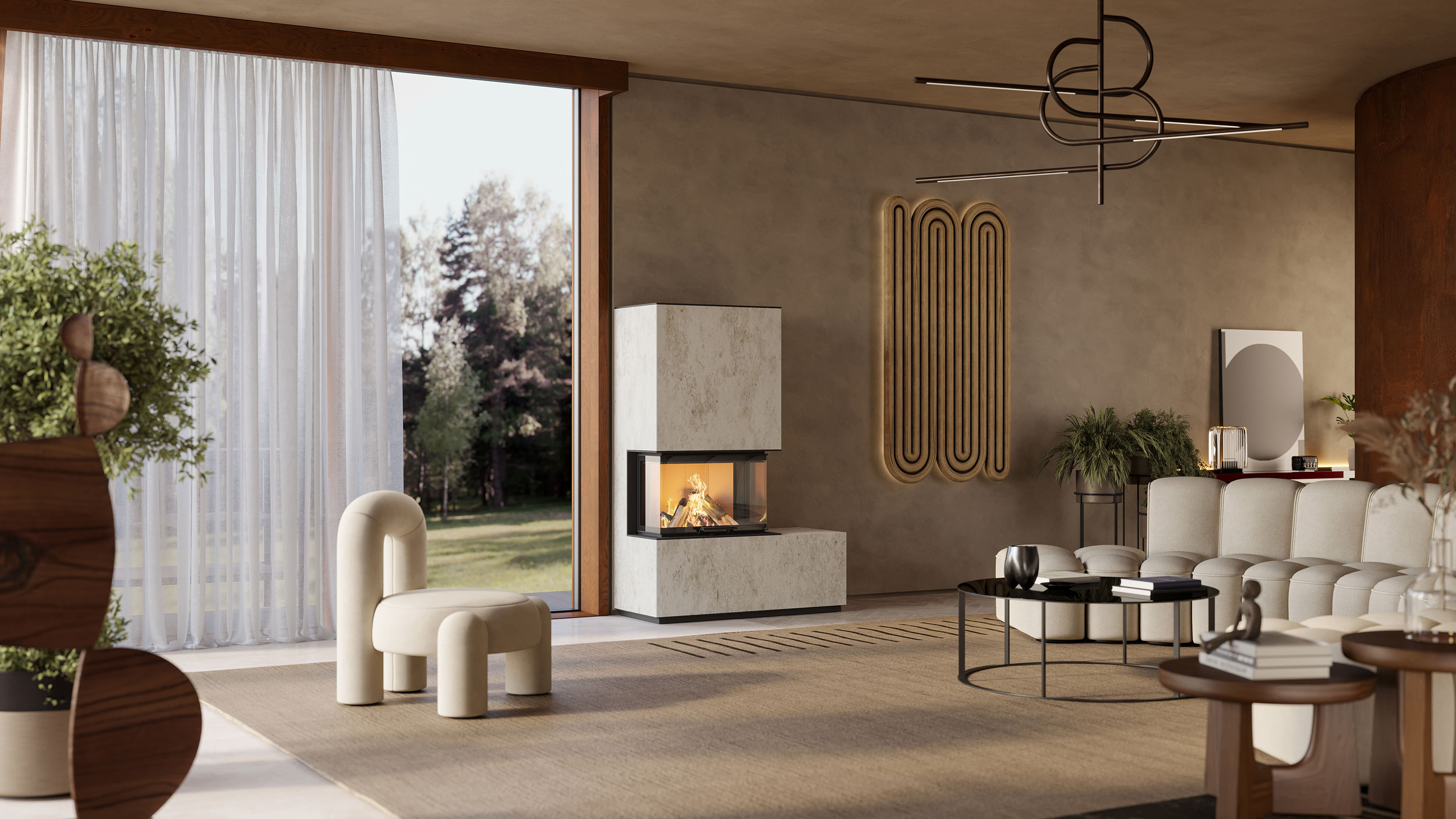neocube P22 Kendo (Wohnraum Drammen) – P22-Konfiguration im Wohnraum-Setup mit Kendo-Sinterkeramik.