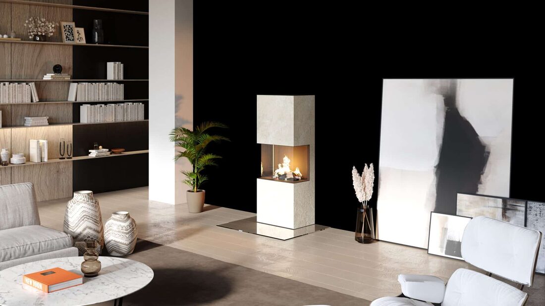 neocube Ethanol-Edition – Bioethanol-Kamin mit heller Keramik-Verkleidung