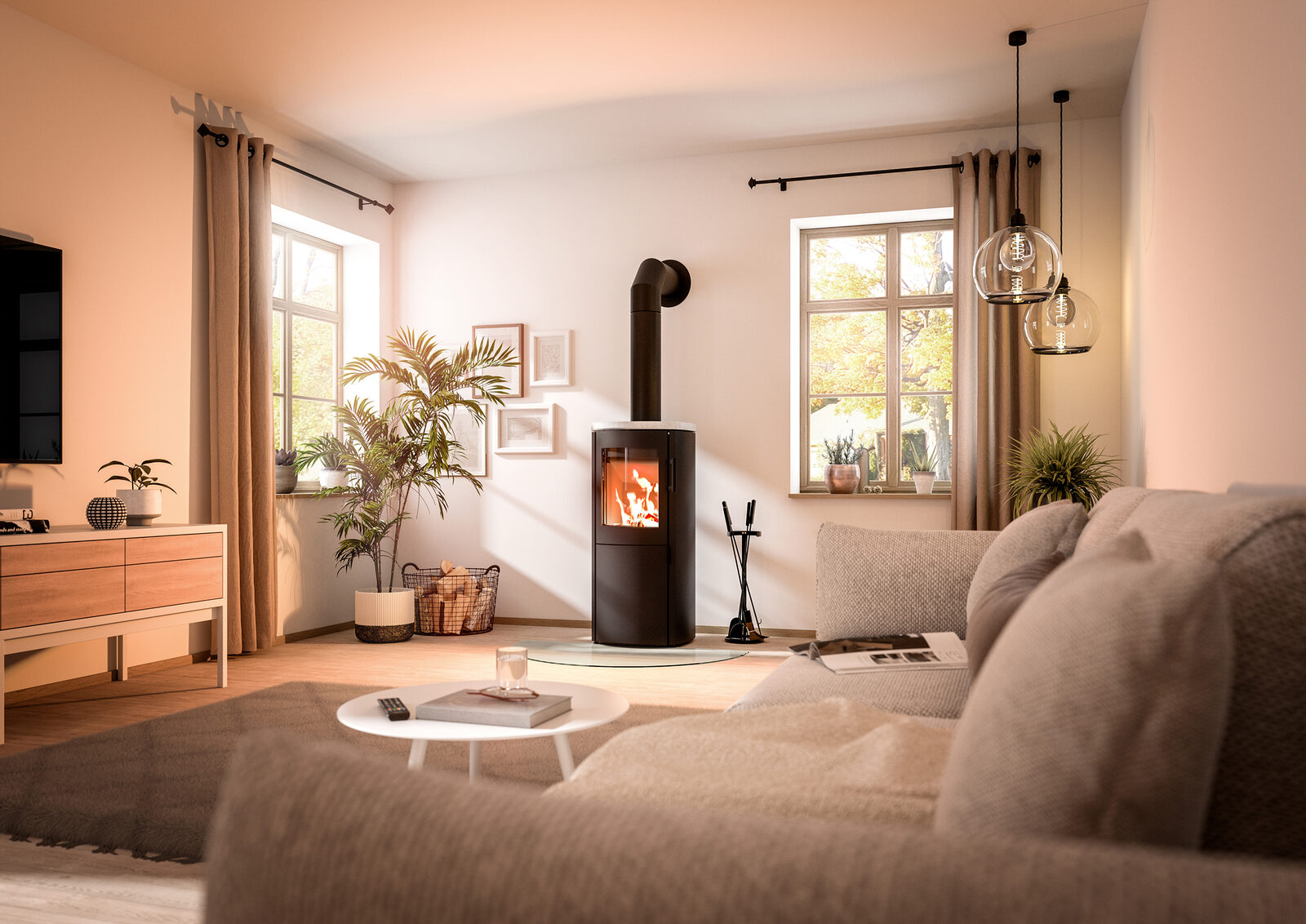 Drooff Farini – Stahl-Topplatte mit NatStone, Glasvorlegeplatte
